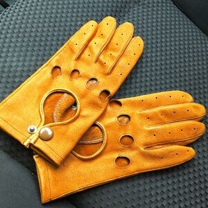 Leather driving gloves-mint